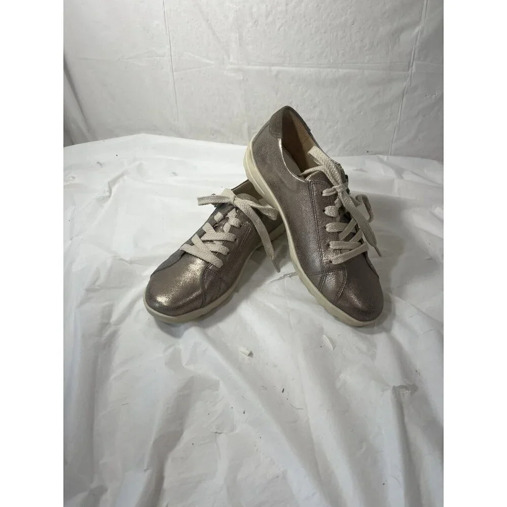 Nurture Colley Women's  Leather Lace Up Shoes Zipper Sz 5.5 metallic silver